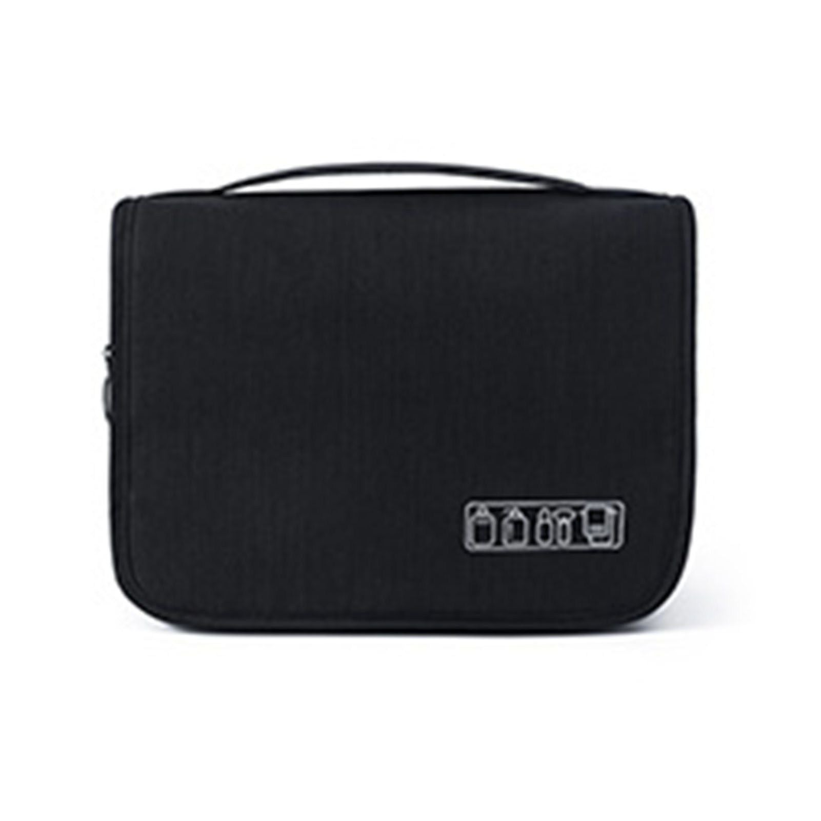 Black Travel Storage Bag with Hook Wet Dry Separation Large Capacity Hanging Toiletries Storage Bag