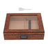 Cigar Humidor Box Portable Cedar Wood Glass Top Cigar Storage Case with Digital Hygrometer Brown