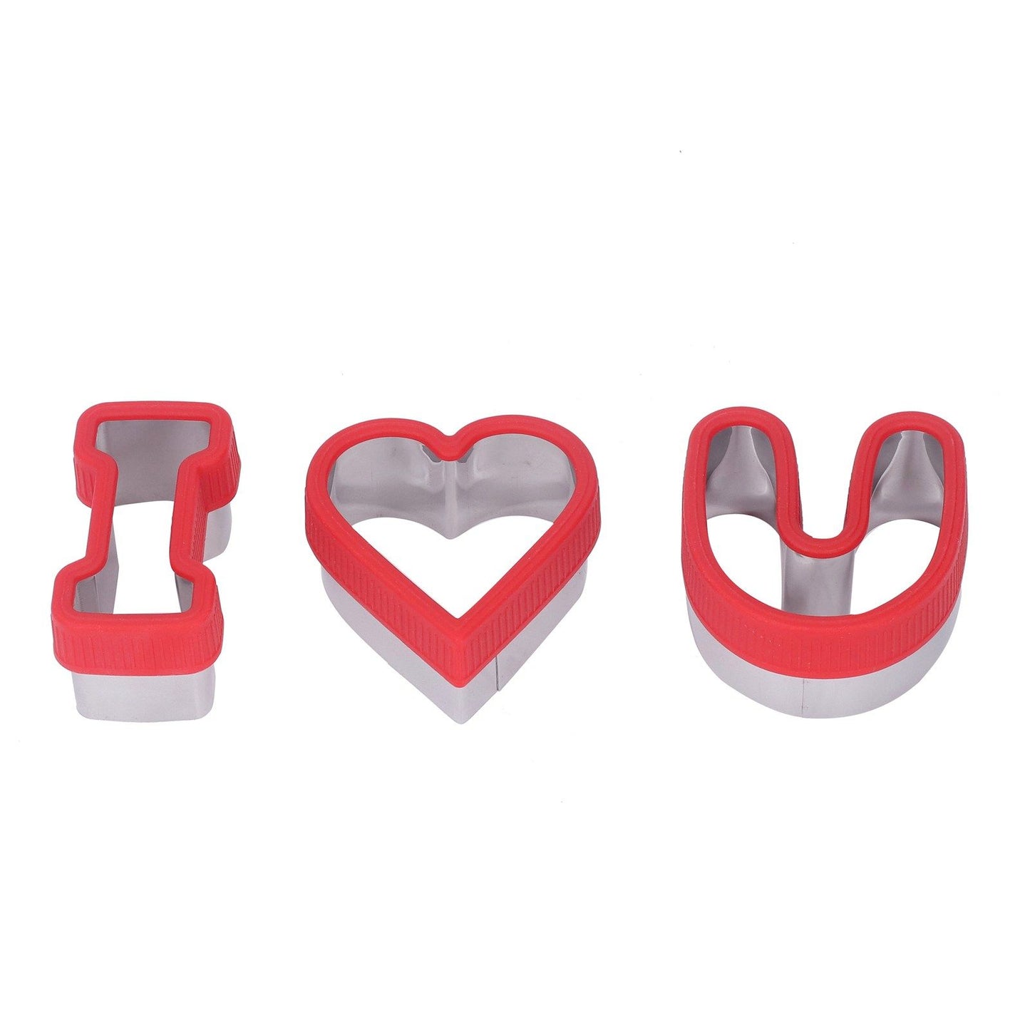 3 PCS Stainless Steel Biscuits Molds Valentine Day Cake Moulds Vegetable Sandwich Biscuits Cutters Red
