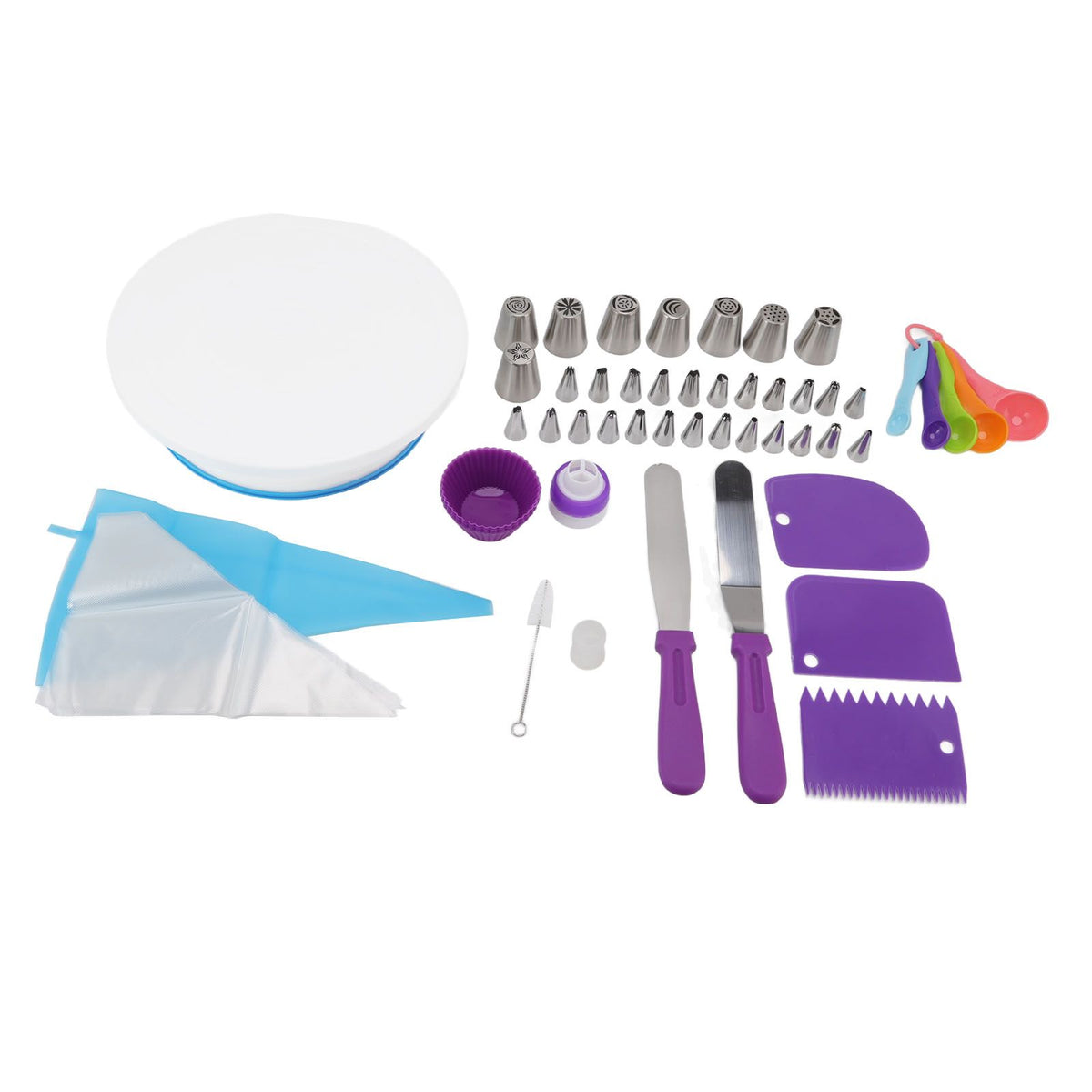Cake Turntable Set Decorating Table Decorating Piping Nozzle Silicone Bag DIY Baking Set
