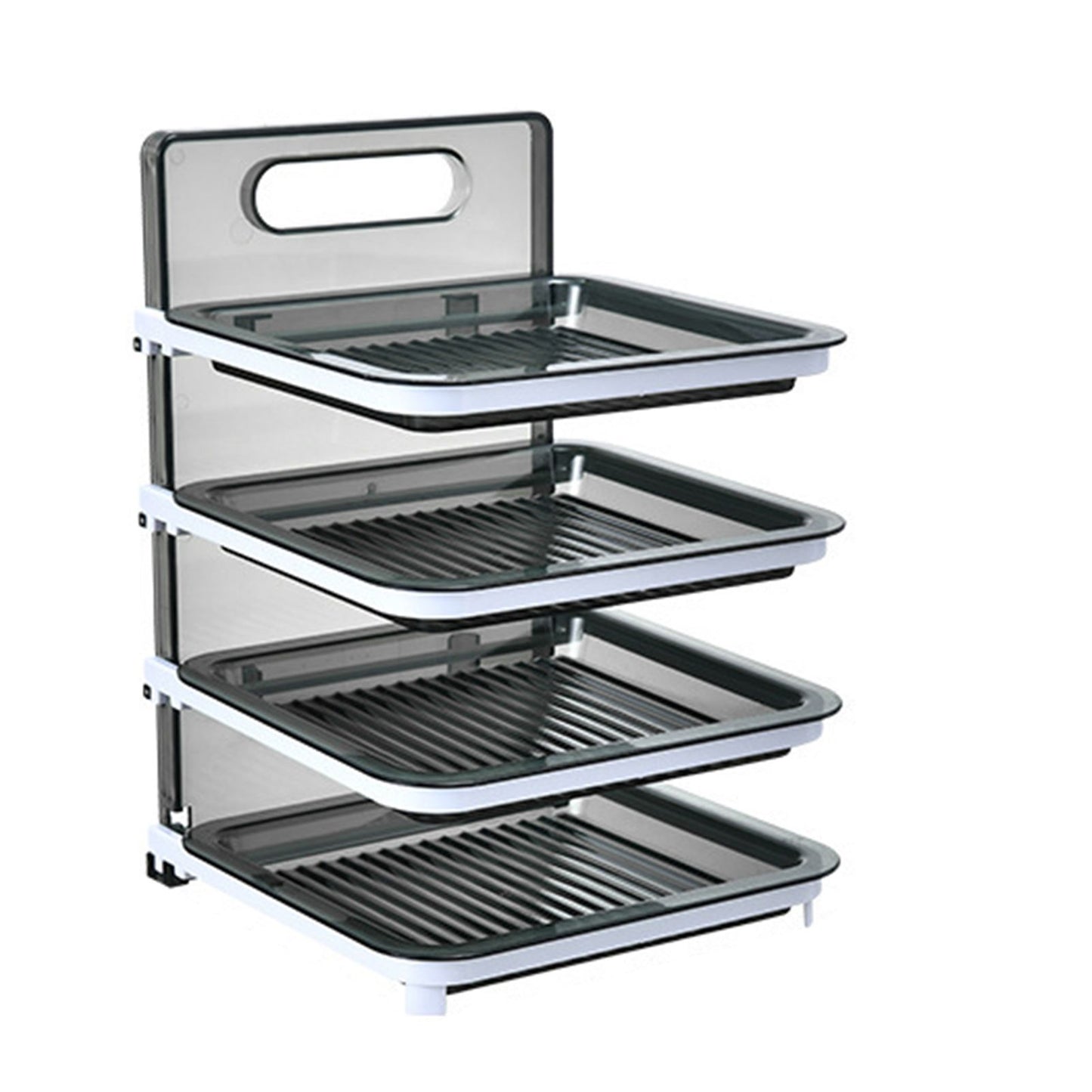 Wall Mounted Food Sorting Tray 4 Layers Storage Tray Collapsible Side Dish Stacking Storage for Hotpot Kitchen Grey