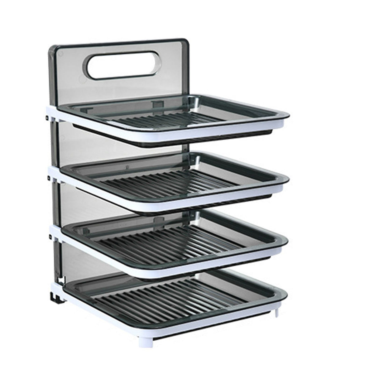 Wall Mounted Food Sorting Tray 4 Layers Storage Tray Collapsible Side Dish Stacking Storage for Hotpot Kitchen Grey