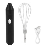 Electric Egg Beater Handheld USB Charging Milk Frother Portable Cordless Drink Mixer with Stainless Steel Whisk Black