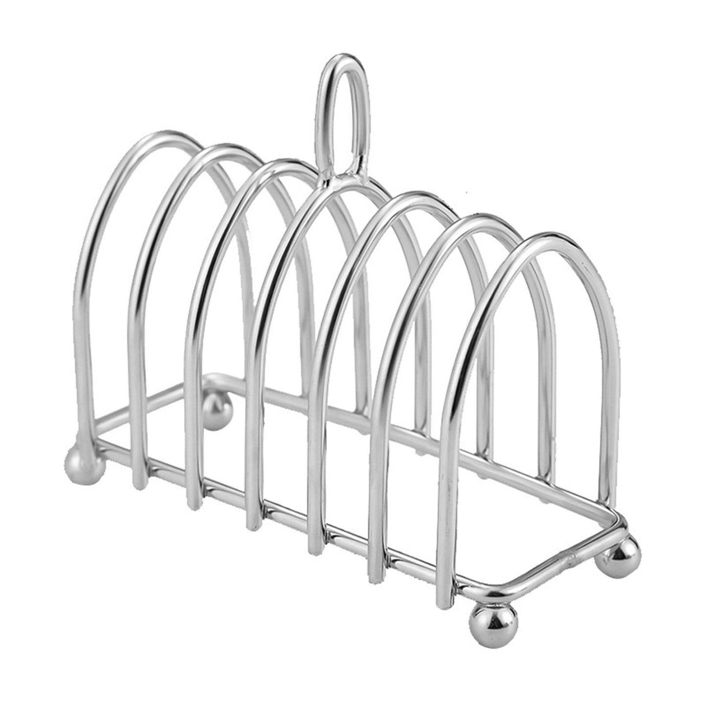 Toast Rack Stainless Steel 6 Slice Slot Breakfast Toast Bread Rack Holder with Handle for Kitchen Bakery