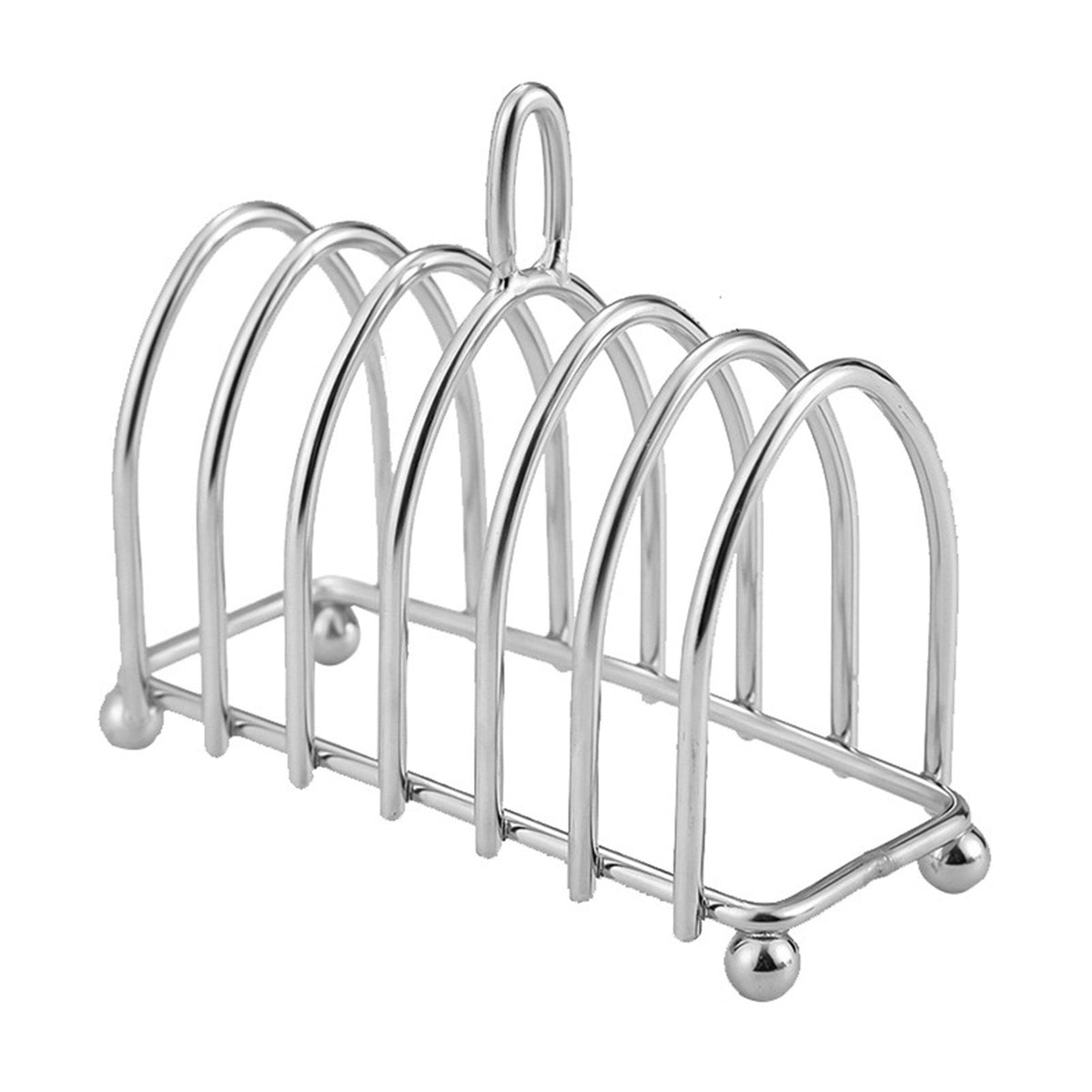 Toast Rack Stainless Steel 6 Slice Slot Breakfast Toast Bread Rack Holder with Handle for Kitchen Bakery