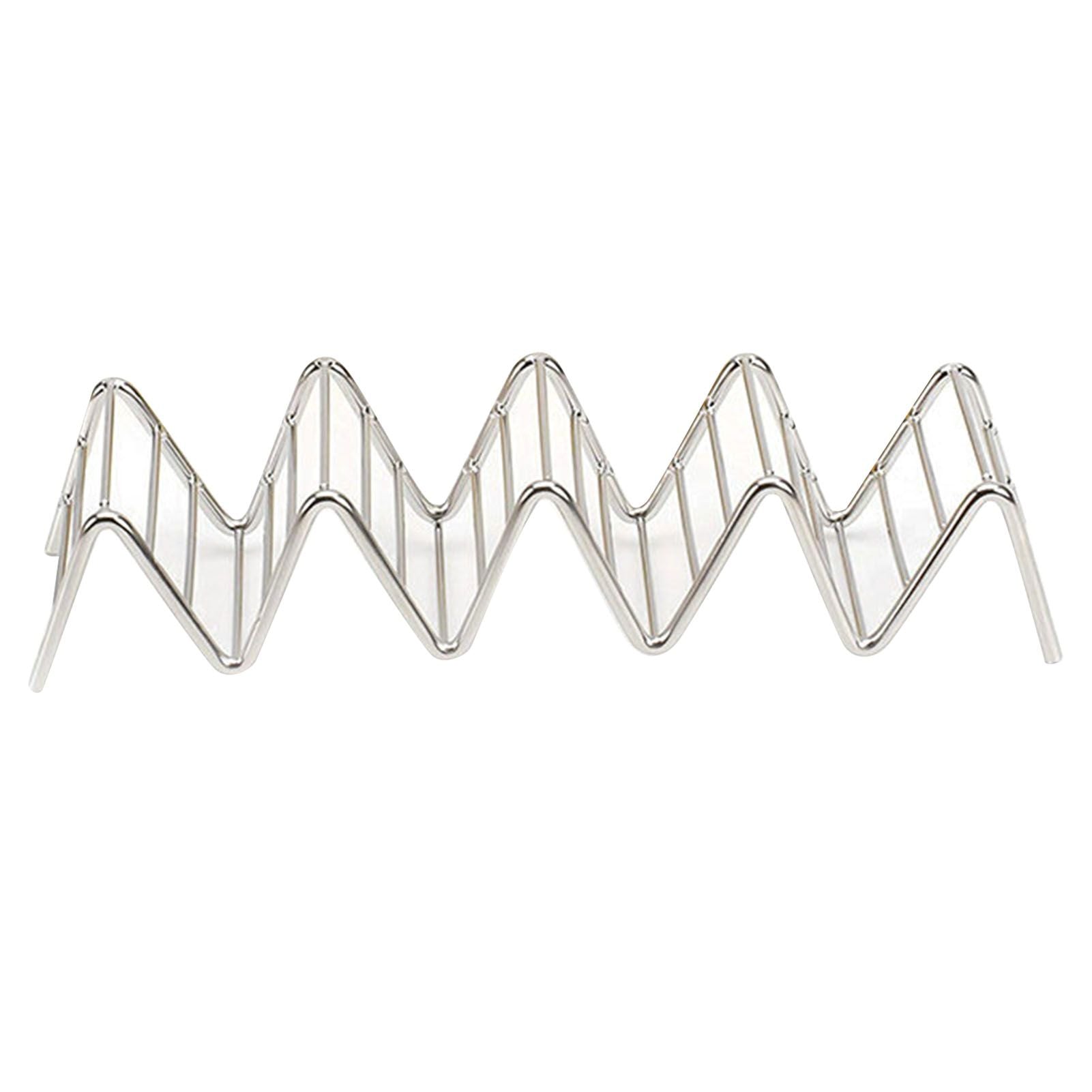 Stainless Steel V Shaped Taco Holder Corn Roll Spring Roll Taco Stand Home Pancake Food Rack 4‑5 Grids 6.3x22.5x4.5cm/2.5x8.9x1.8in