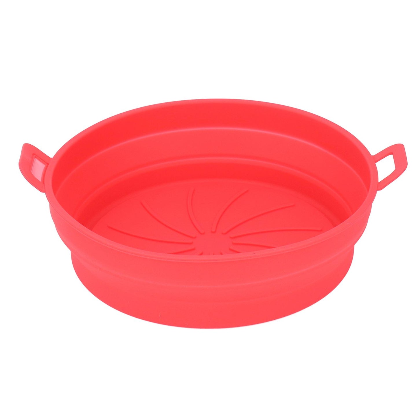 Foldable Fryer Silicone Liner Food Grade High Temperature Resistant Round Fryer Silicone Pot Red Diameter 21CM