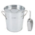 Ice Bucket Round with Ice Shovel Galvanized Sheet Plastic Beer Chiller Bin for Bar Home Wood Color