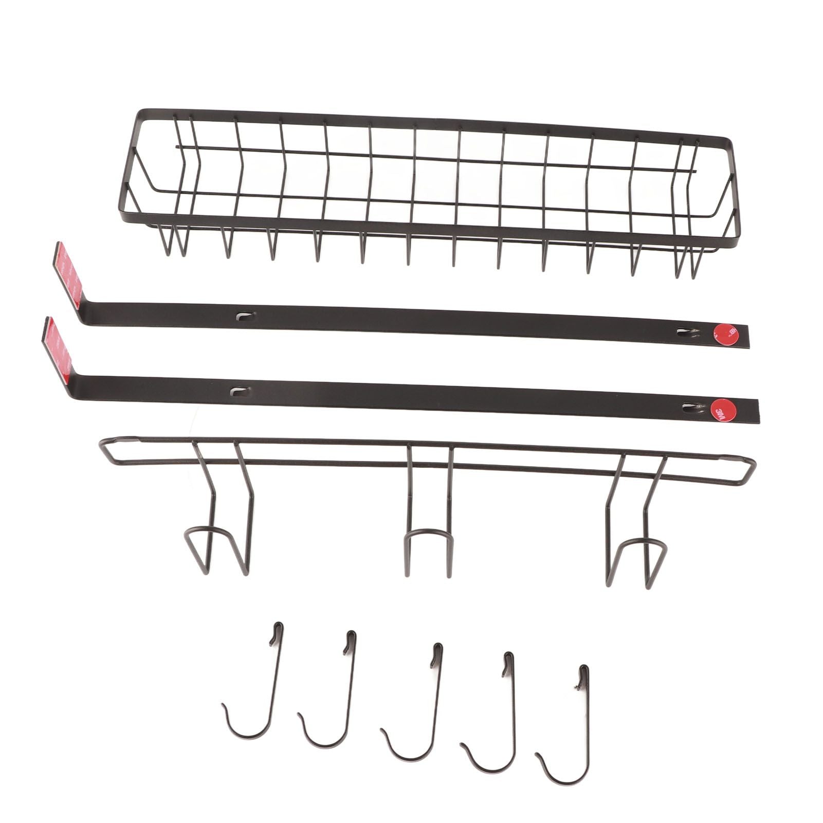 Refrigerator Hanging Shelf Nail Free with Hooks Black Refrigerator Spice Rack for Home Kitchen Double Layer
