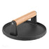 Squid Press Metal Round Patty Maker Meat Press Flattener Plate Barbecue Tool with Wood Handle for Outdoor Picnic