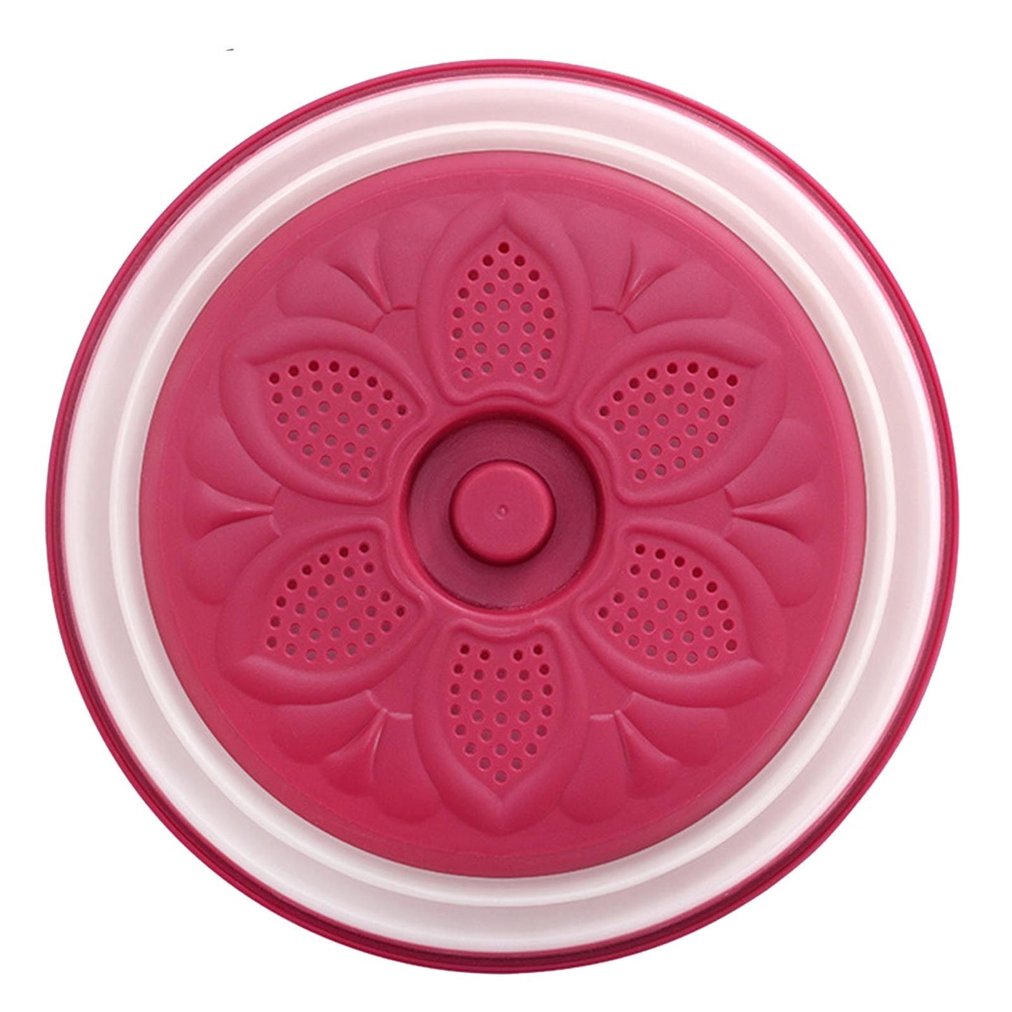 Dish Cover Foldable Drain Basket Dustproof Microwave Cover Splatter Guard for Home Cooking Red