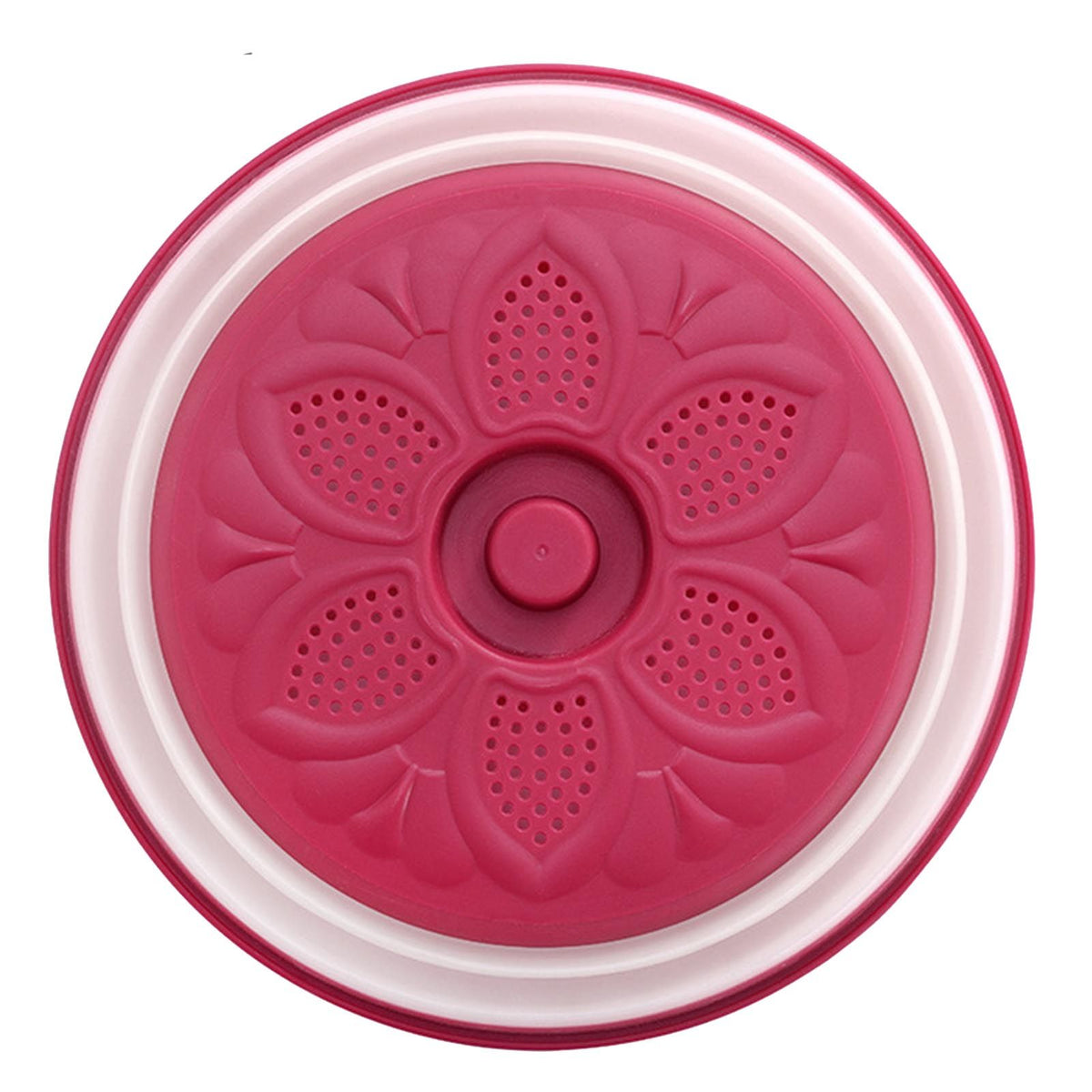 Dish Cover Foldable Drain Basket Dustproof Microwave Cover Splatter Guard for Home Cooking Red