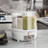 360 Degree Rotating Grain Dispenser Box PP Plastic Kitchen Storage Container for Rice and Beans White L