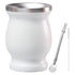 8oz 304 Stainless Steel Gourd Cup Double Layers Vacuum Insulation Cup with Straw Brush White