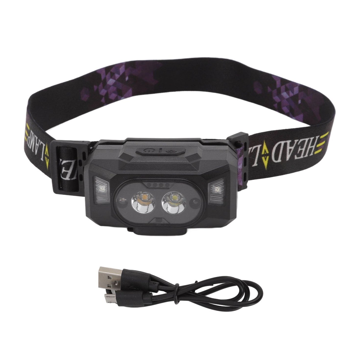 LED Sensor Headlamp Three Color Light Source Rechargeable Outdoor Strong Light Headlamp for Fishing Running Camping