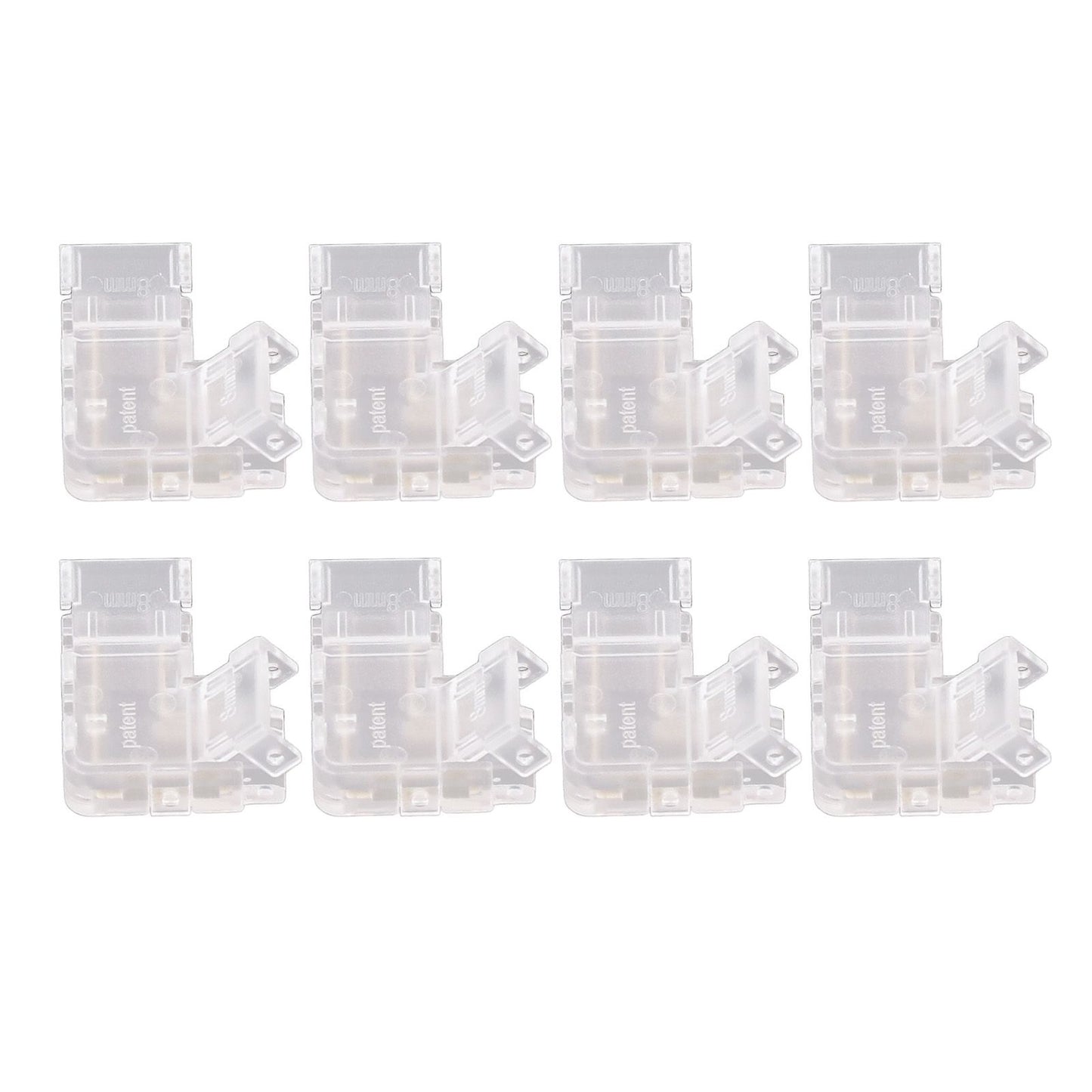 8pcs COB Connector Professional 2Pin 8mm Transparent L Shaped LED Strip Light Connectors for COB LED Strip Light