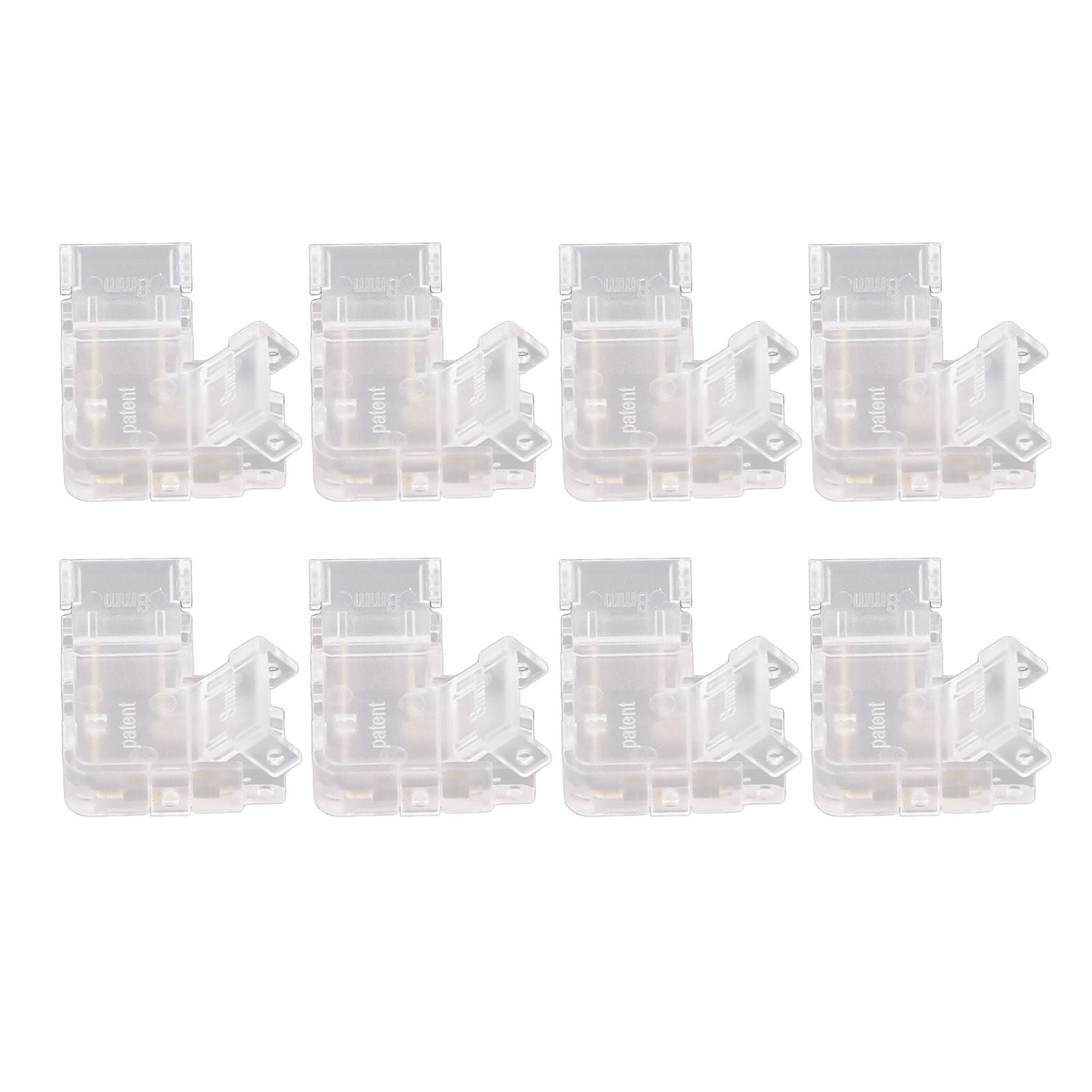 8pcs COB Connector Professional 2Pin 8mm Transparent L Shaped LED Strip Light Connectors for COB LED Strip Light