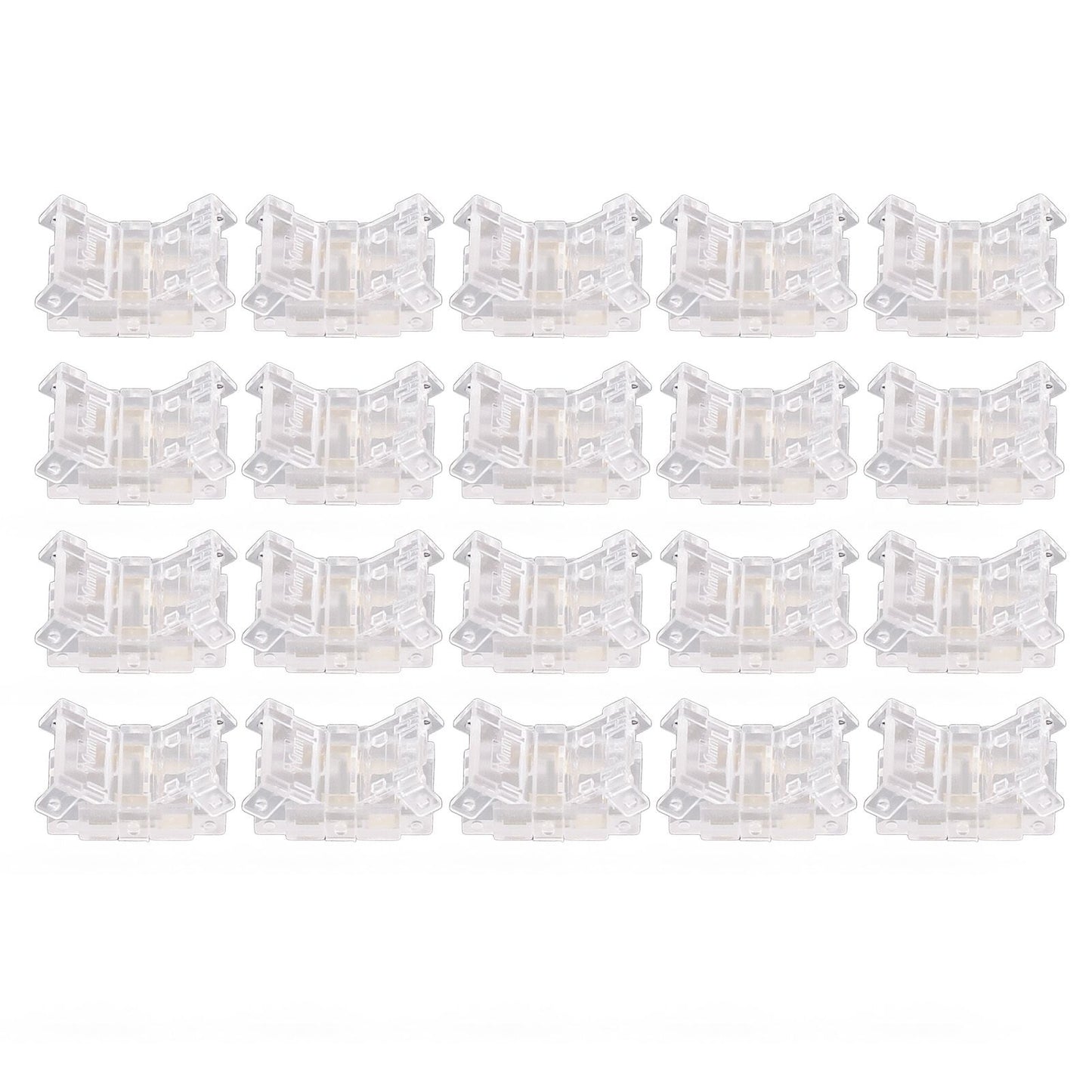 20PCS LED Strip to Wire Connector 2 Pin Transparent Solderless Gapless LED Adapter Connectors