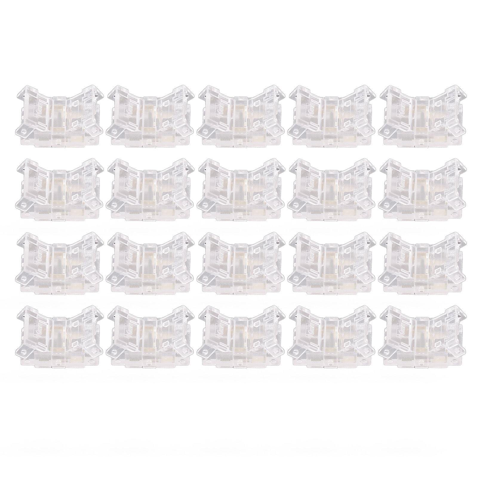 20PCS LED Strip to Wire Connector 2 Pin Transparent Solderless Gapless LED Adapter Connectors
