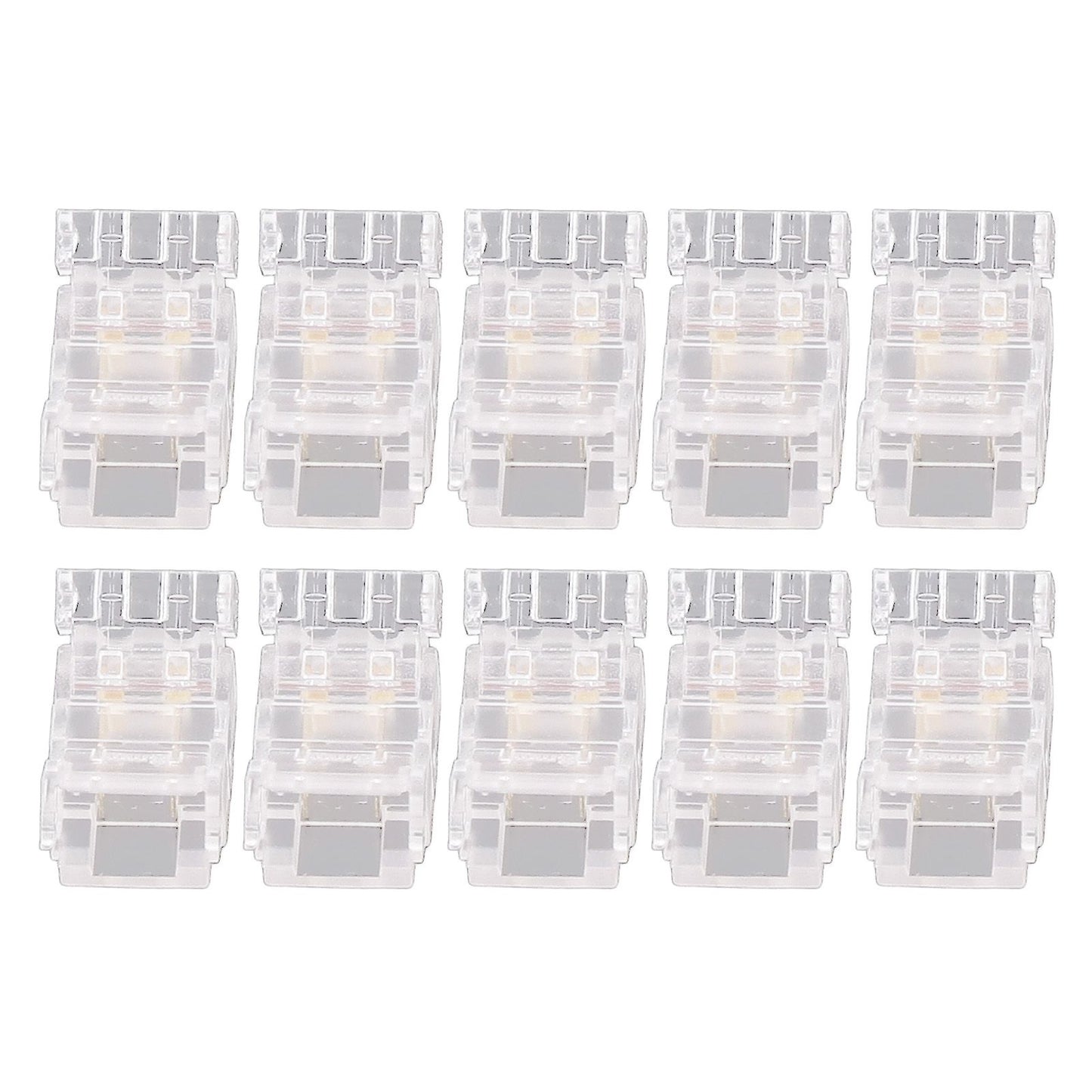 10Pcs COB LED Strip to Wire Connector 2Pin 8mm Transparent Solderless LED Strip Connector for Home Office School