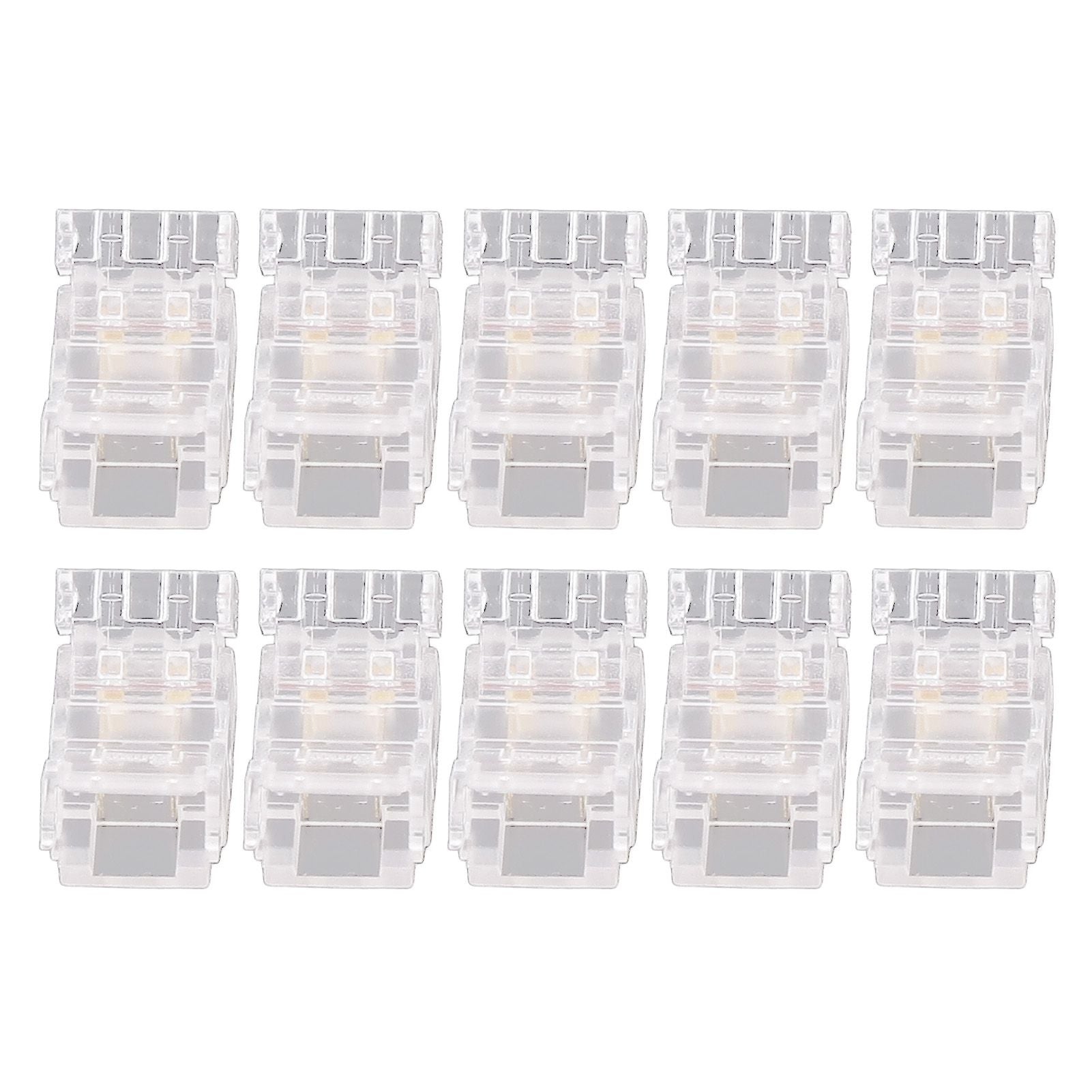 10Pcs COB LED Strip to Wire Connector 2Pin 8mm Transparent Solderless LED Strip Connector for Home Office School