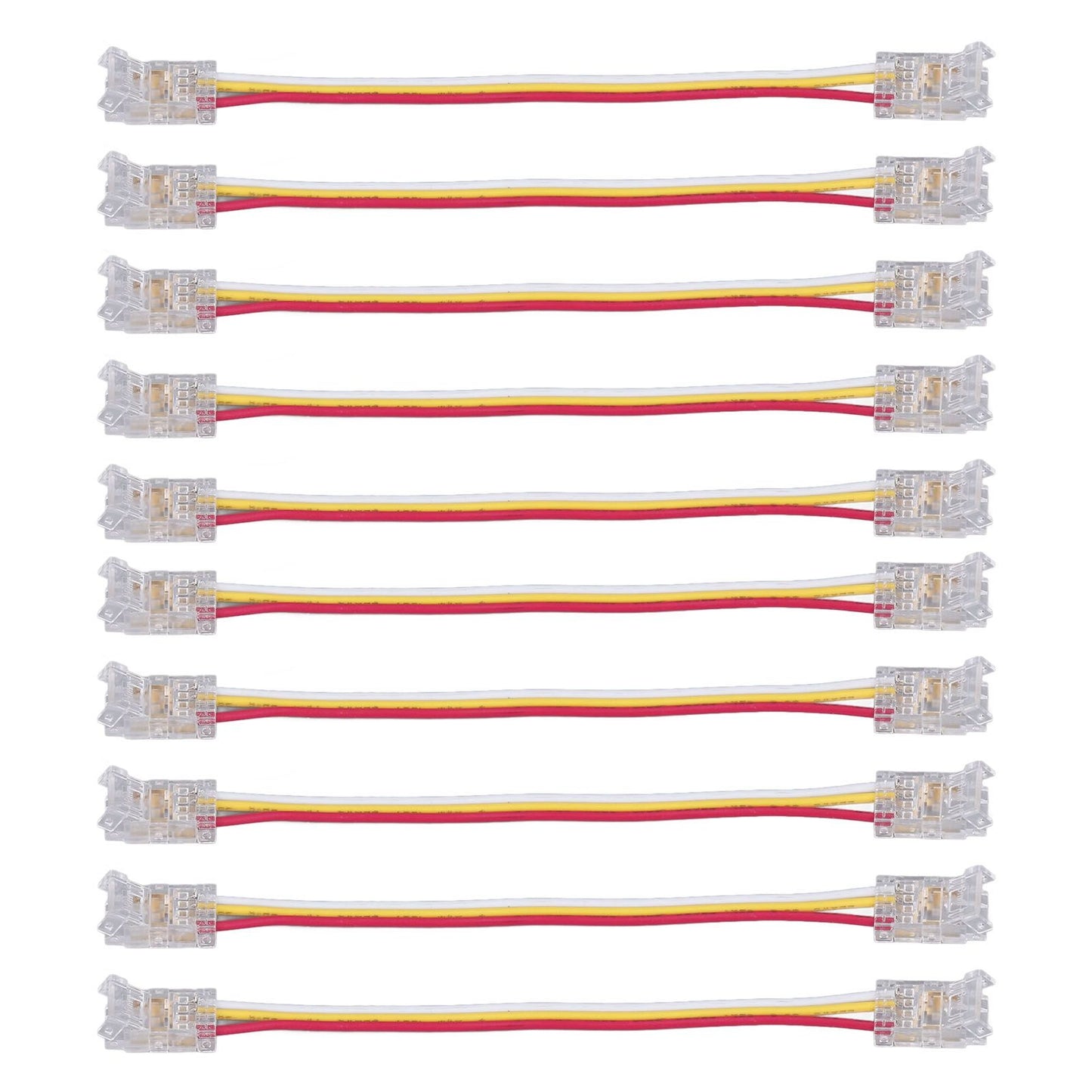 10Pcs LED Light Strip Connectors 3Pin 8mm Safe PC Strong Compatibility COB LED Strip Connectors for Home Party Office