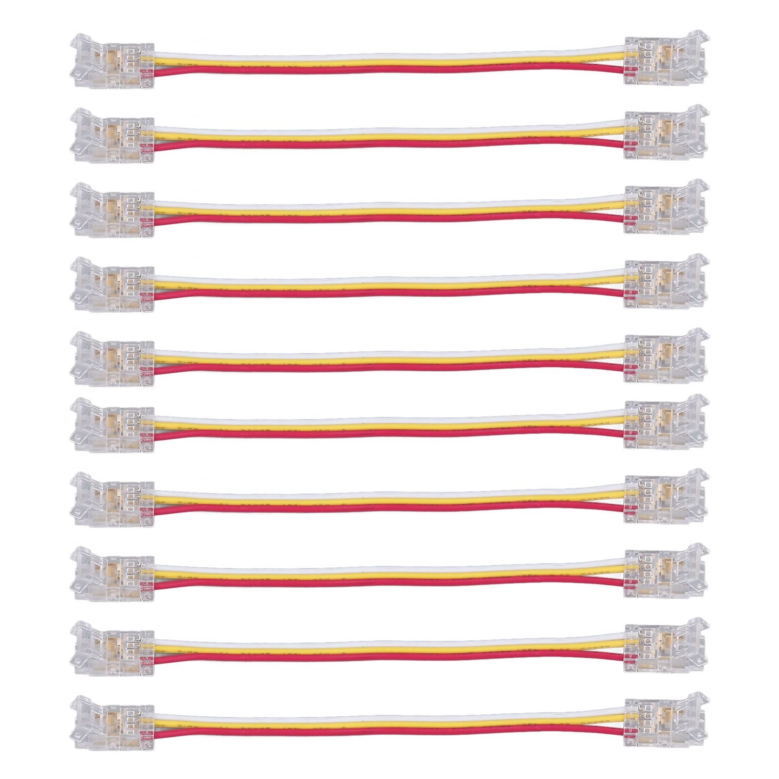 10Pcs LED Light Strip Connectors 3Pin 8mm Safe PC Strong Compatibility COB LED Strip Connectors for Home Party Office