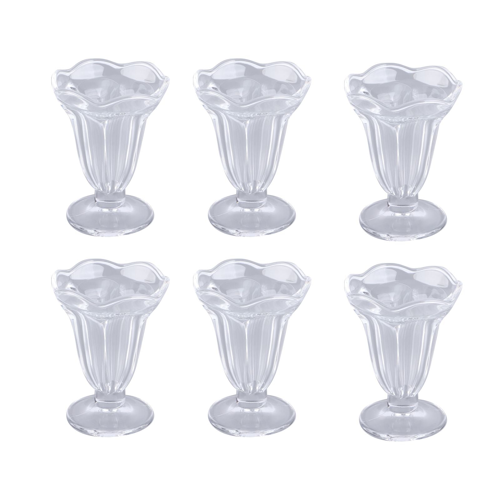 6pcs Ice Cream Cup Creative Unique Flower Sundae Glass Cup Multifunctional Transparent Dessert Cups