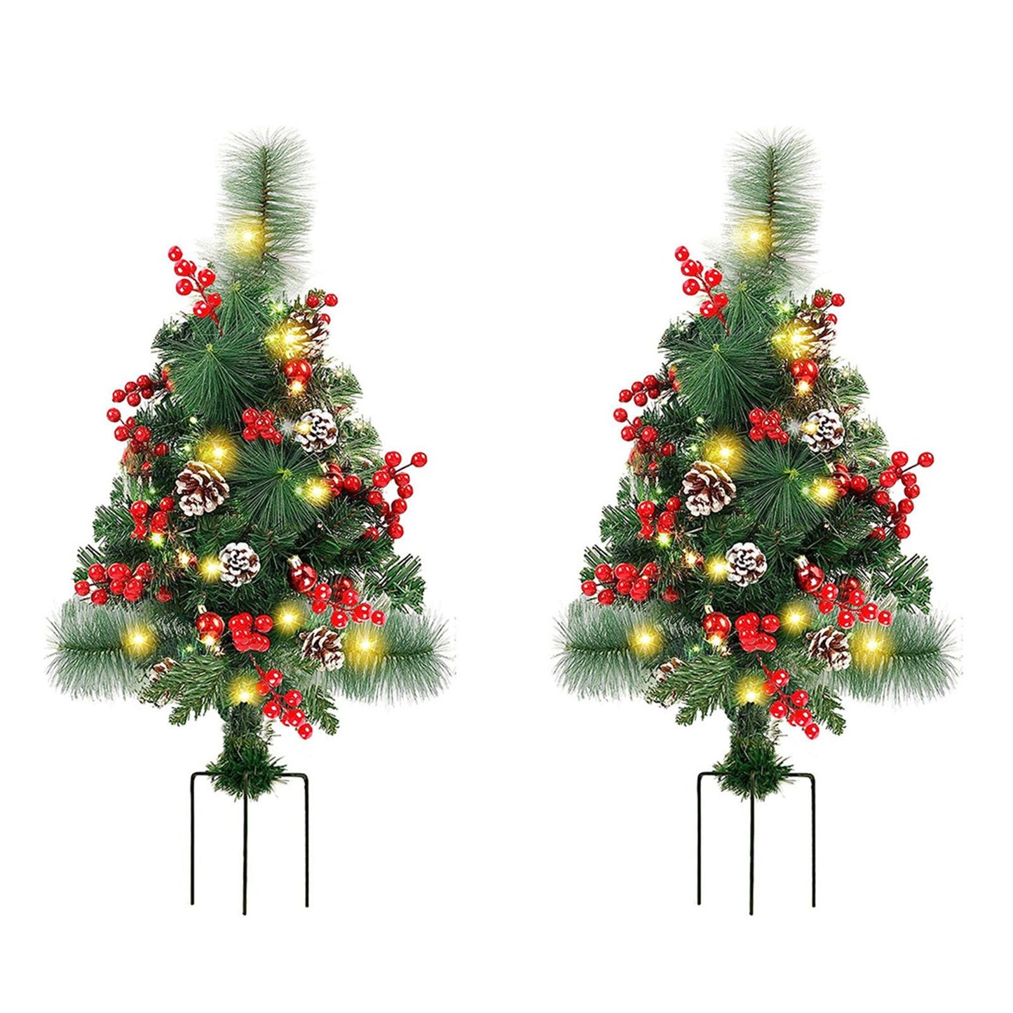 Solar Christmas Tree Garden Stake Lights Outdoor Christmas Tree Lighted Yard Decorations