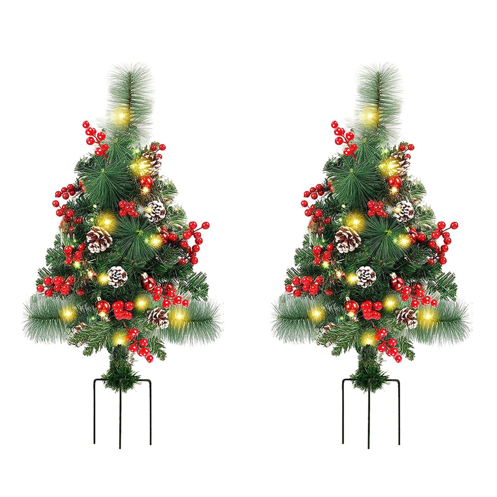 Solar Christmas Tree Garden Stake Lights Outdoor Christmas Tree Lighted Yard Decorations