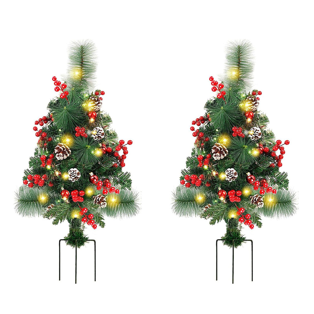 Solar Christmas Tree Garden Stake Lights Outdoor Christmas Tree Lighted Yard Decorations