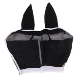 Horse Fly Mask All Round Mesh Breathable Fly Mask Elastic UV Protection Horse Face Mask with Ears Black L 45x54cm / 17.7x21.3in