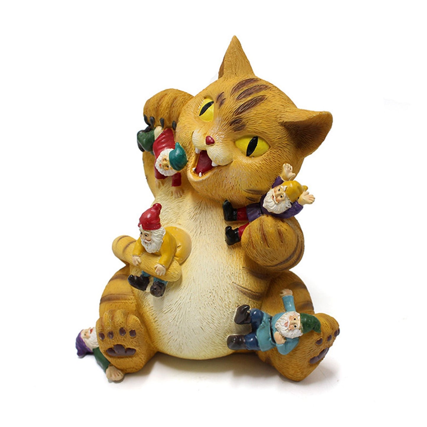 Cat Figurine Exquisite Details Texture Bright Colors Durable Resin Yellow Cat Statue for Garden Office Patio