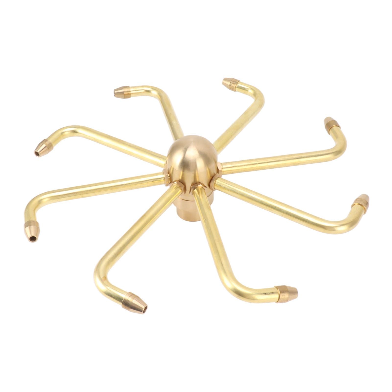 8 Holes Fountain Nozzles Brass Windmill Rotating Fountain Water Spray Head for Rockery Fish Pond Landscape G1in