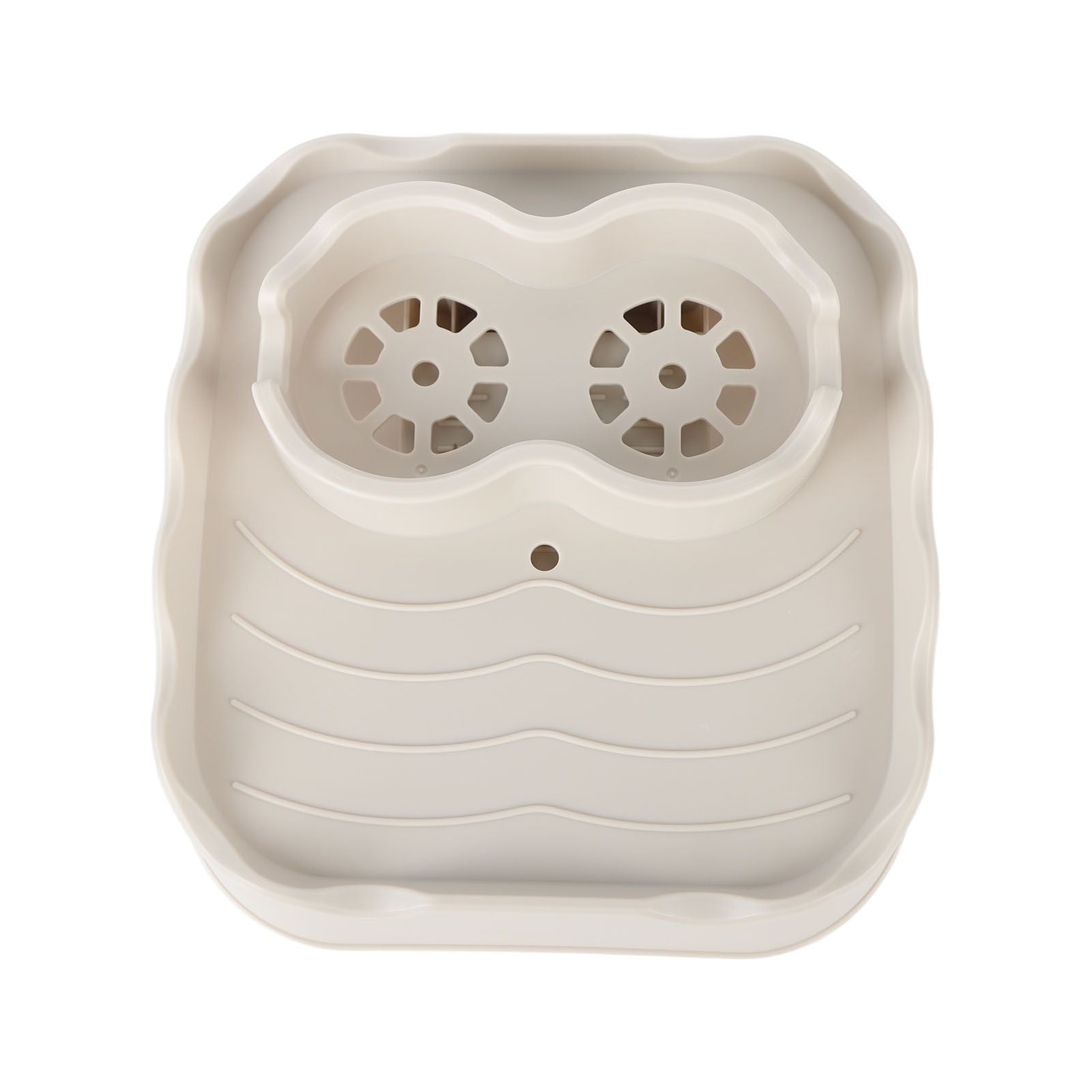 Hot Tub Table Tray with Drain Holes Anti Slip Adjustable Hot Tub Side Table for Swimming Pools SPA Bathtub Beige