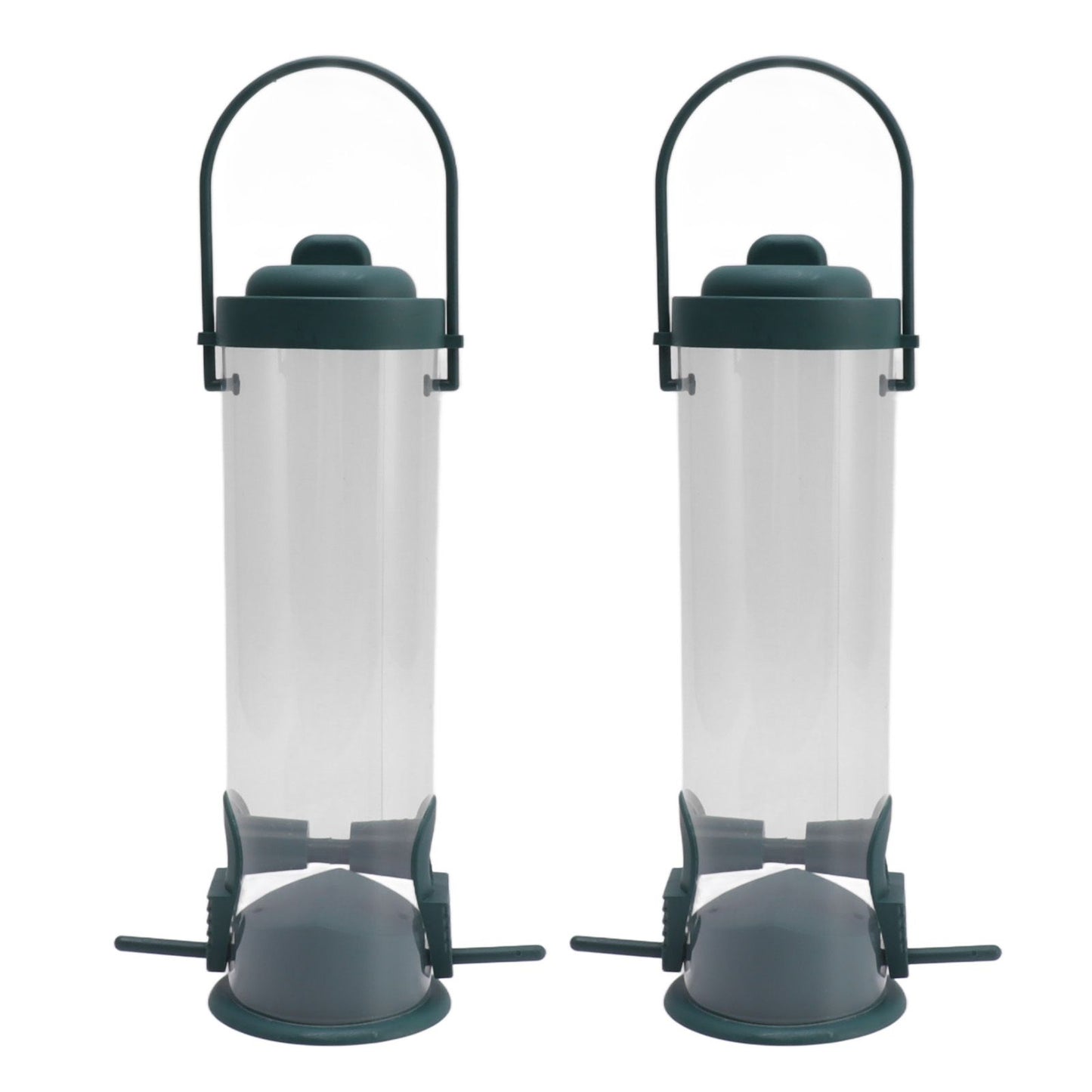 2 Set Bird Tube Feeder Plastic Transparent Hanging Finch Feeder Garden Decoration with 2 Vents 2 Ports