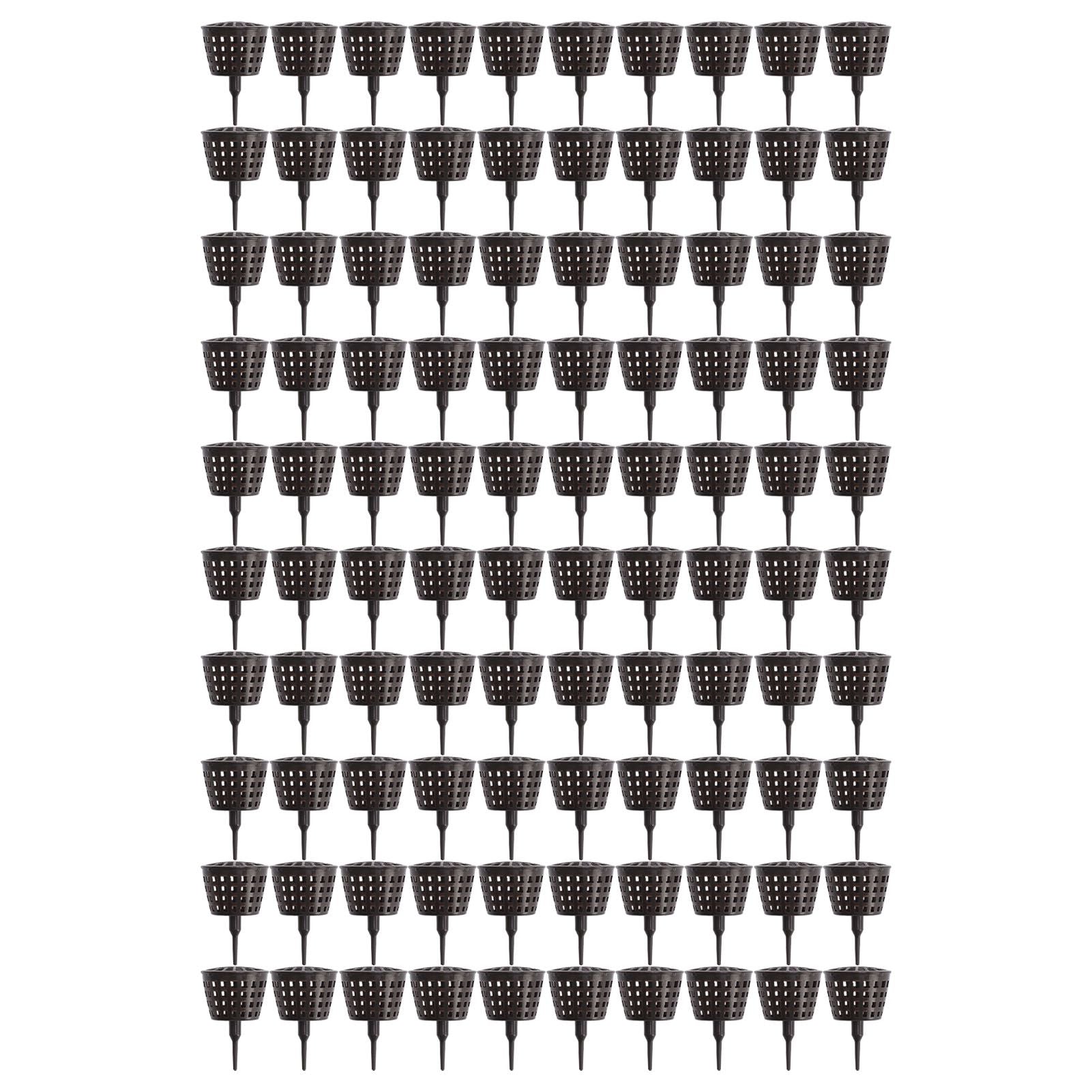 100PCS Plastic Fertilizer Mesh Basket with Lid Planting Fertilizer Net Pot for Succulent Orchid Bonsai Large Size with Lid