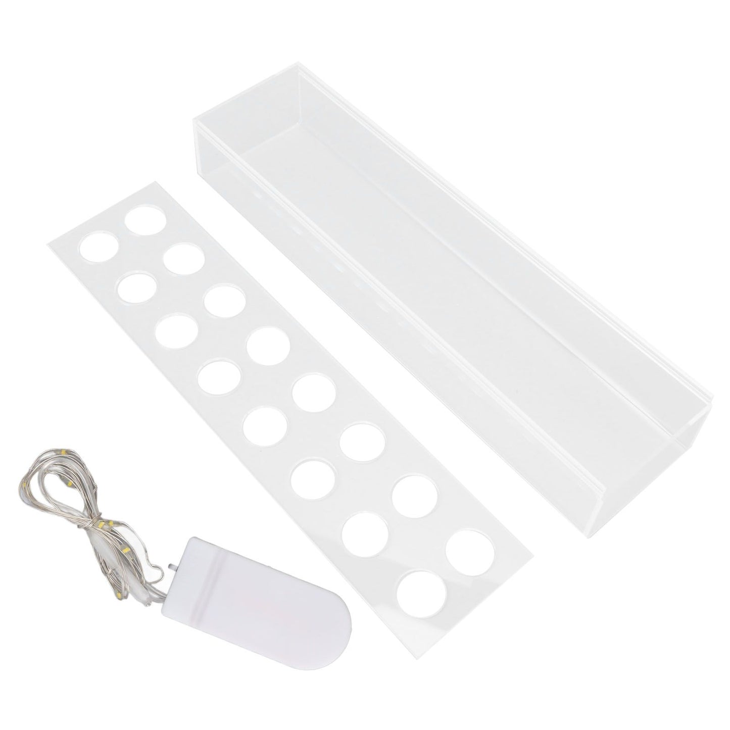 Acrylic Flower Vase Rectangular Long Clear Floral Centerpiece Votive Box Rectangle Holder with String 16 Holes