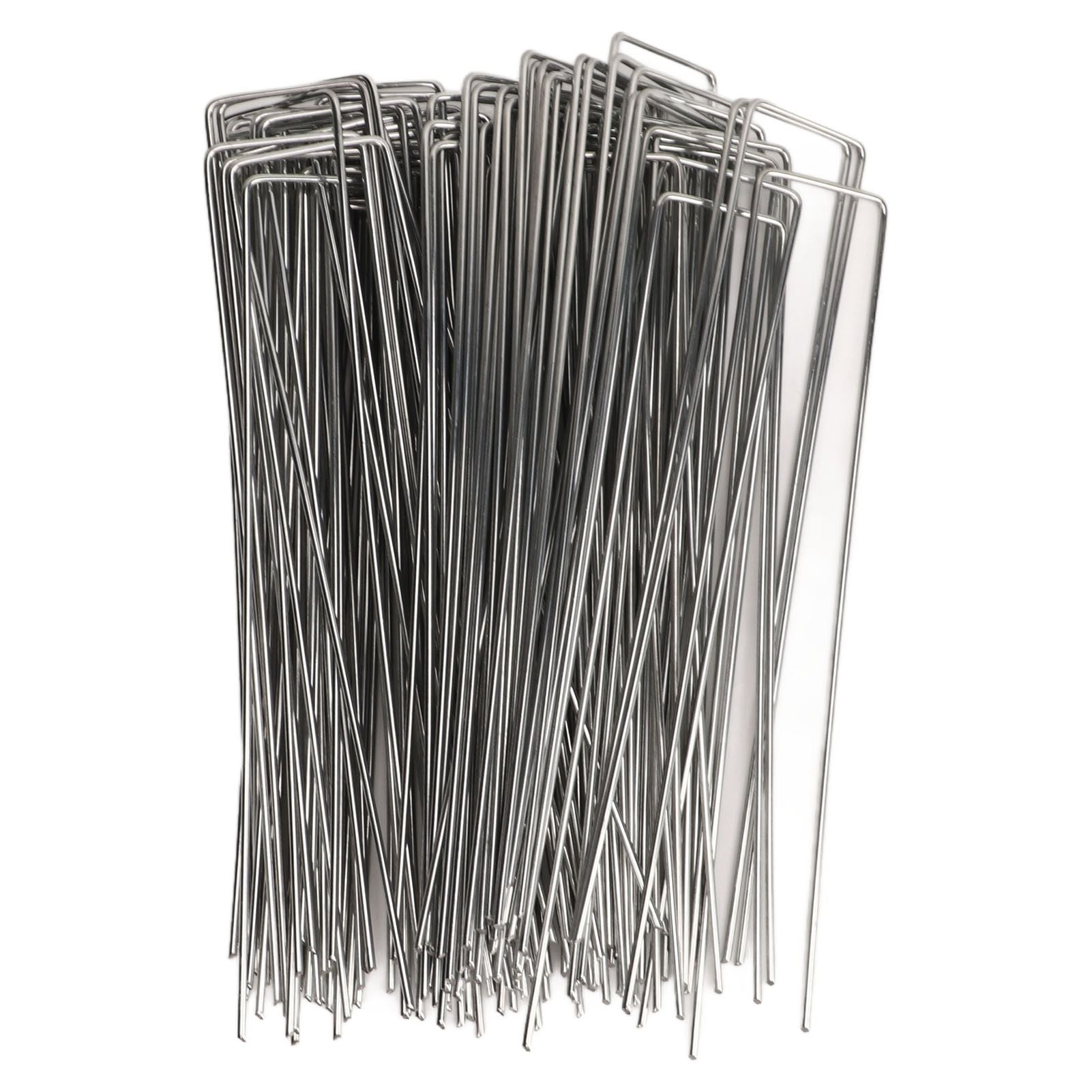 100Pcs U Shaped Garden Stakes Galvanized Steel Landscape Stakes Pins for Weed Barrier Sod Fabric Decorations Roughness 2.5mm/0.10in