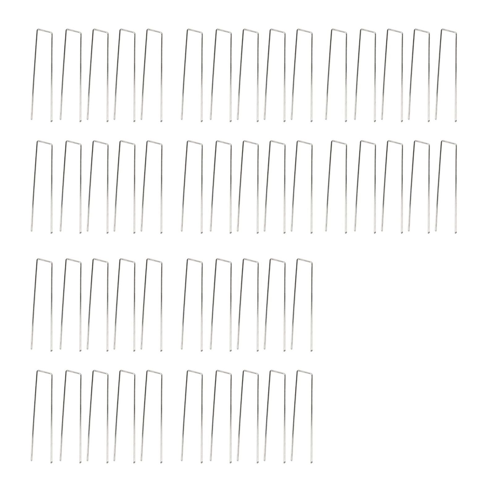 50Pcs Galvanized Steel Garden Stakes U Shaped Tent Stakes U Shaped Galvanized Landscape Pins Heavy Duty Yard Ground Pin 4x10cm 0.4mm Thickness