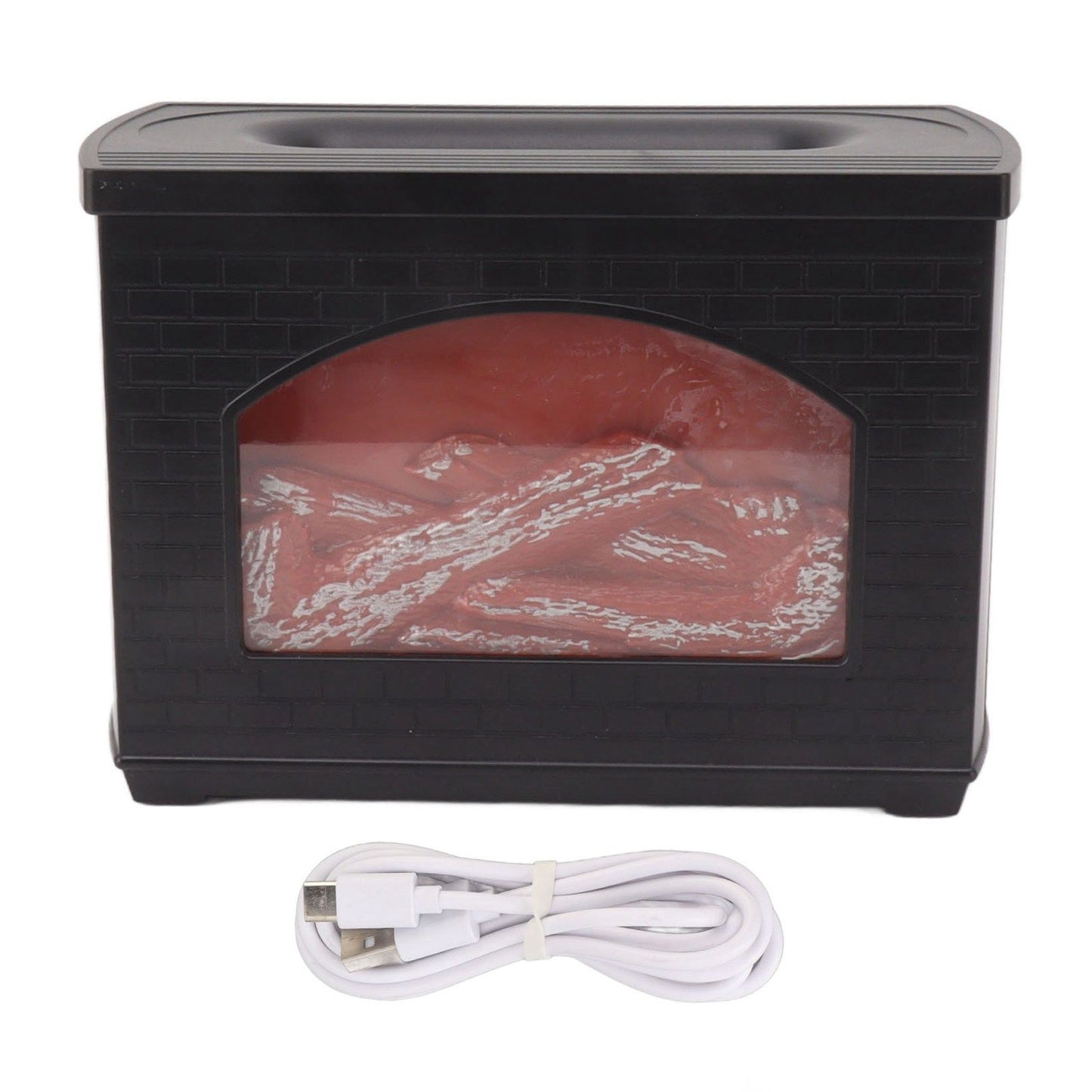 Black 270ml Fireplace Flame Diffuser No BPA Desktop Essential Oil Diffuser Mist Humidifier 7.5W 5V