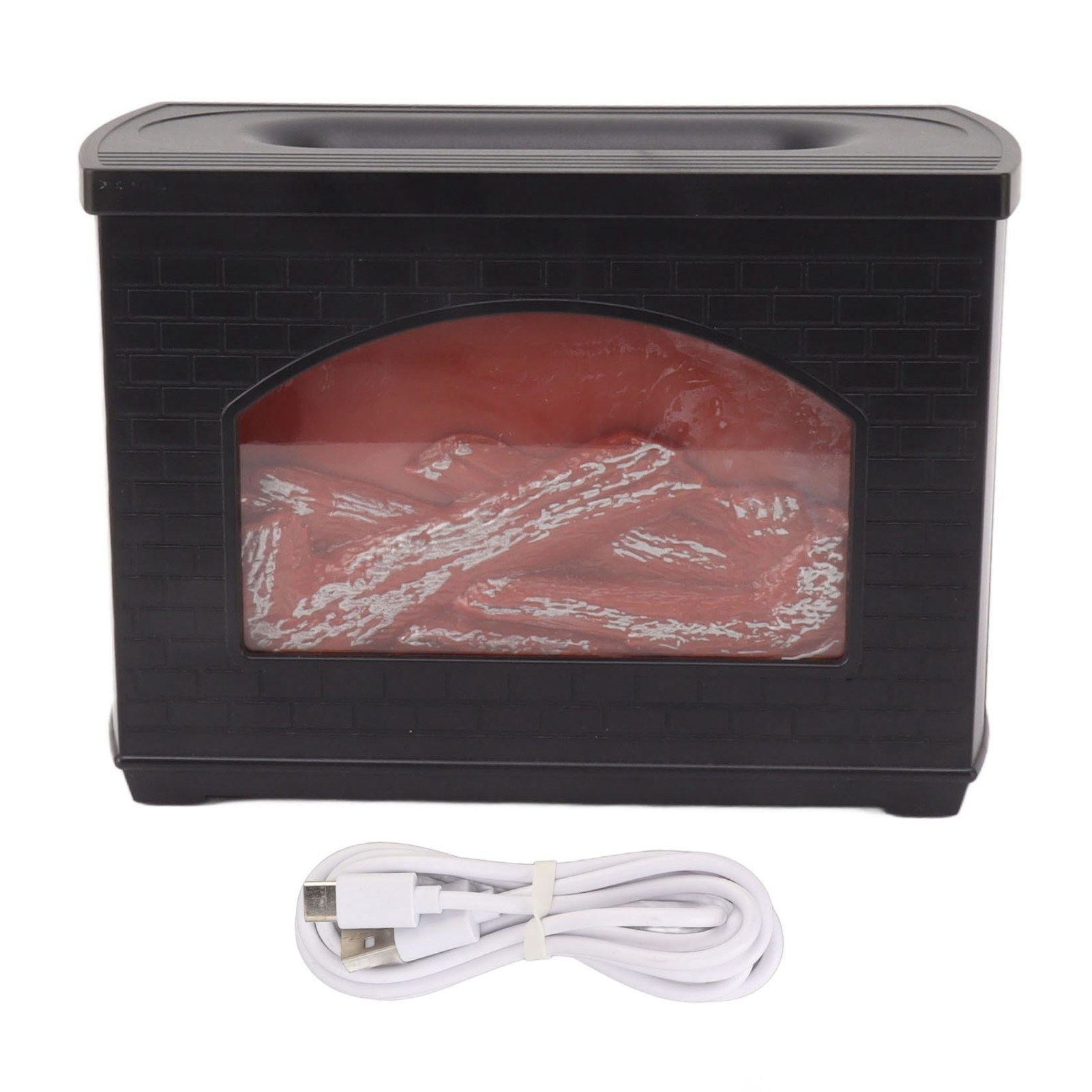 Black 270ml Fireplace Flame Diffuser No BPA Desktop Essential Oil Diffuser Mist Humidifier 7.5W 5V