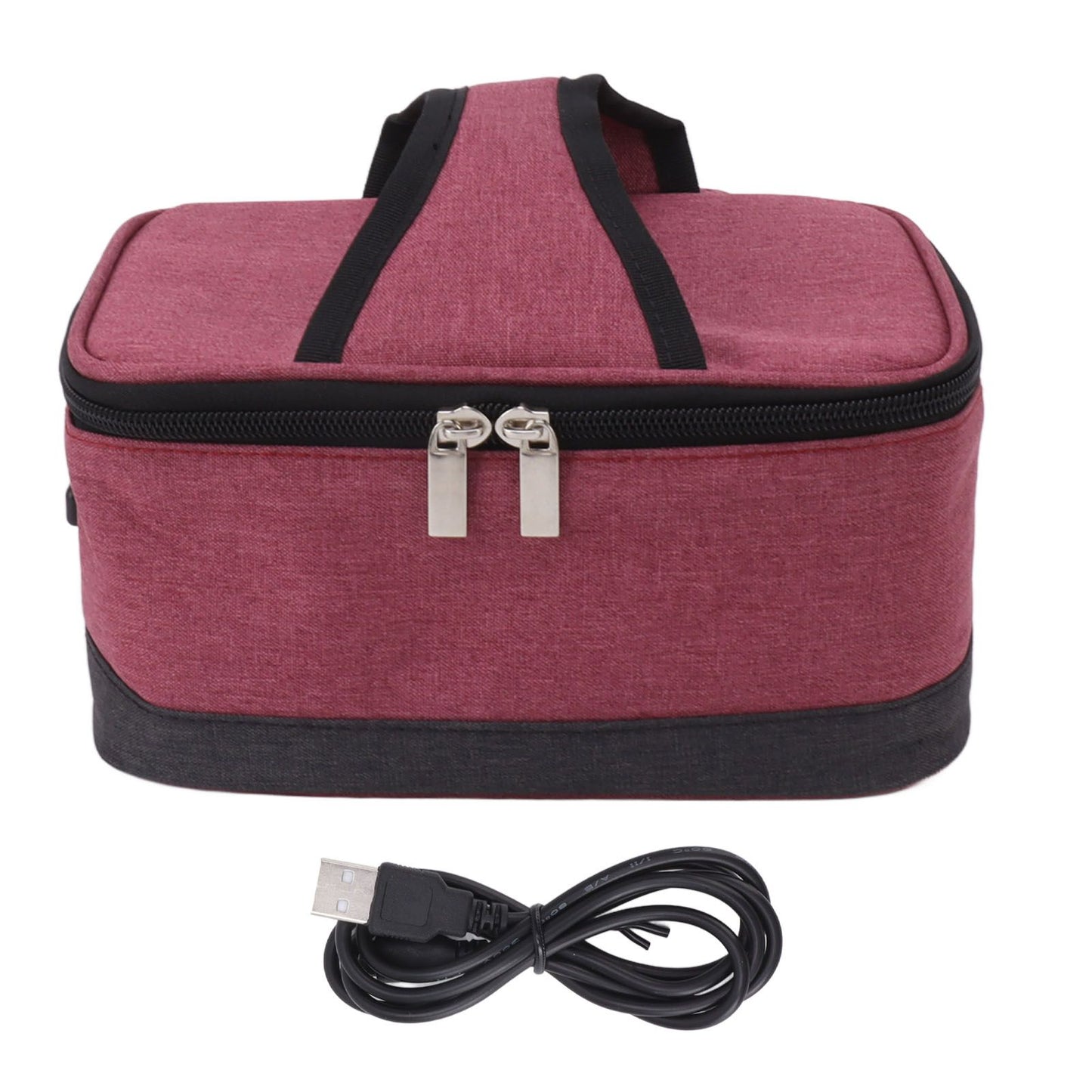 Portable Electric Lunch Box Food Heater USB Constant Heating Insulation Bag Heated Lunch Box Bag Wine Red