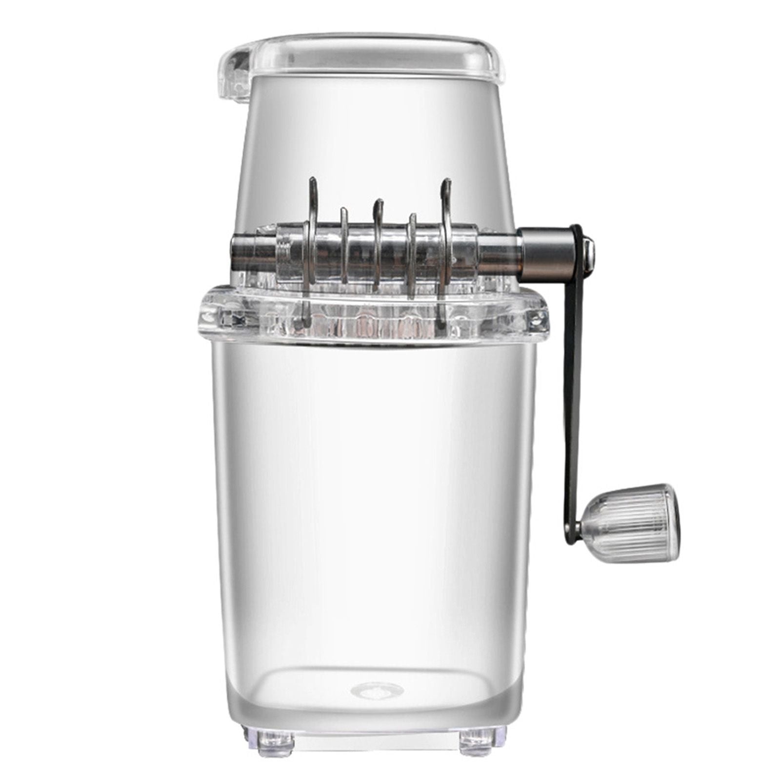 Portable Ice Crusher 1.25L Hand Cranked DIY Manual Shaved Ice Chopper Machine for Home Outdoor Camping Use Transparent