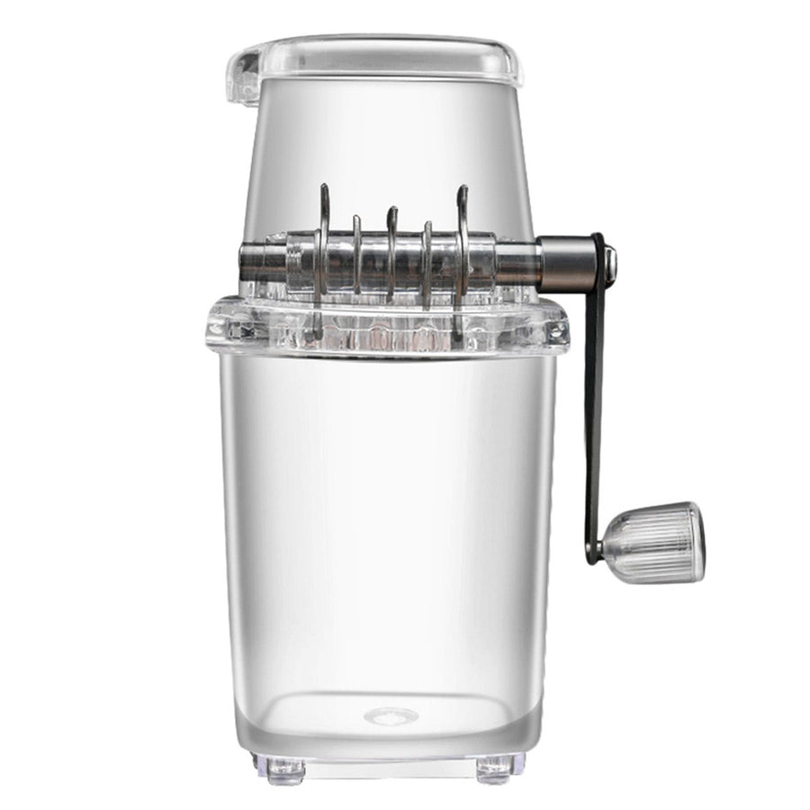 Portable Ice Crusher 1.25L Hand Cranked DIY Manual Shaved Ice Chopper Machine for Home Outdoor Camping Use Transparent