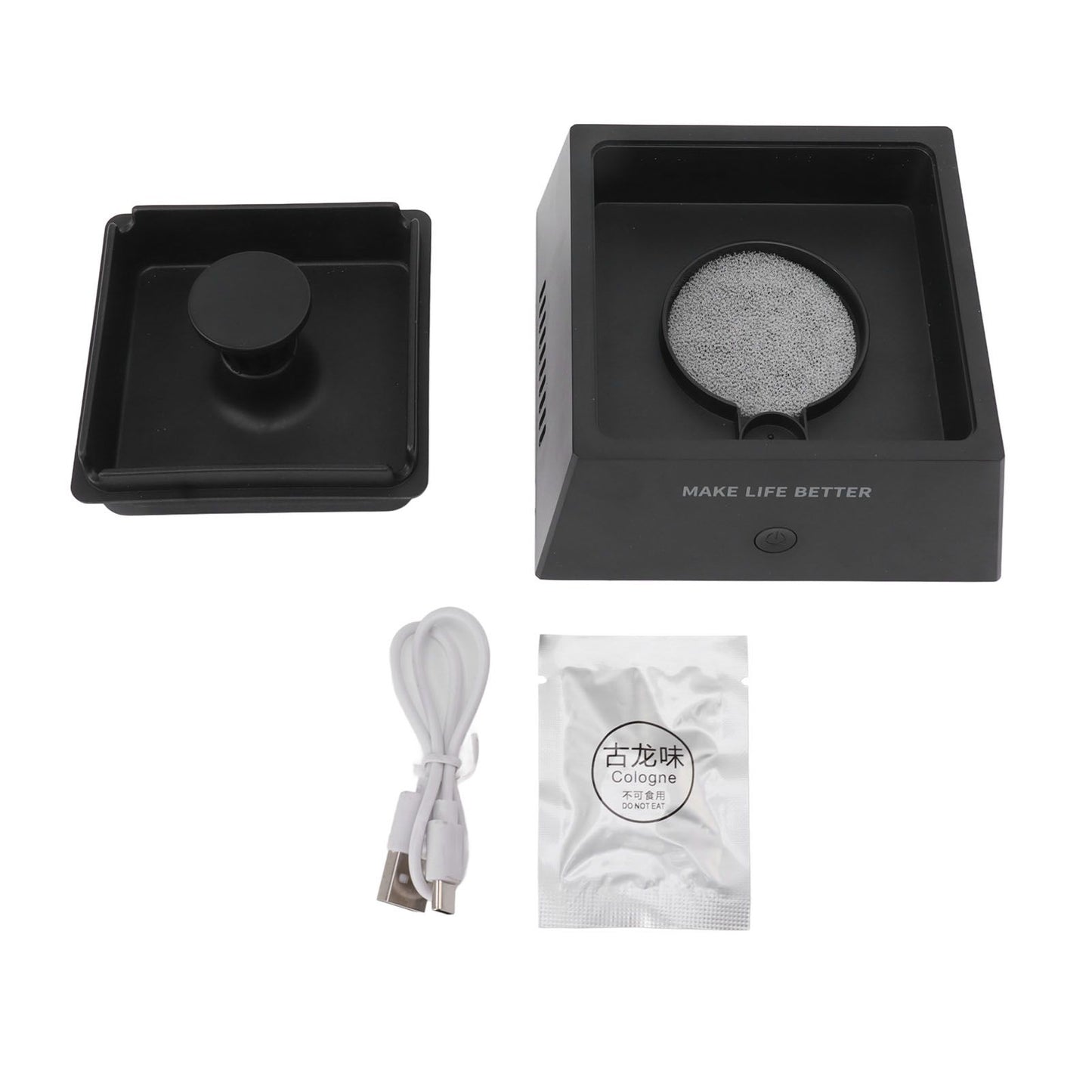 Smokeless Ashtray ABS Multifunctional Electronic USB Rechargeable Ash Tray for Home and Office Black