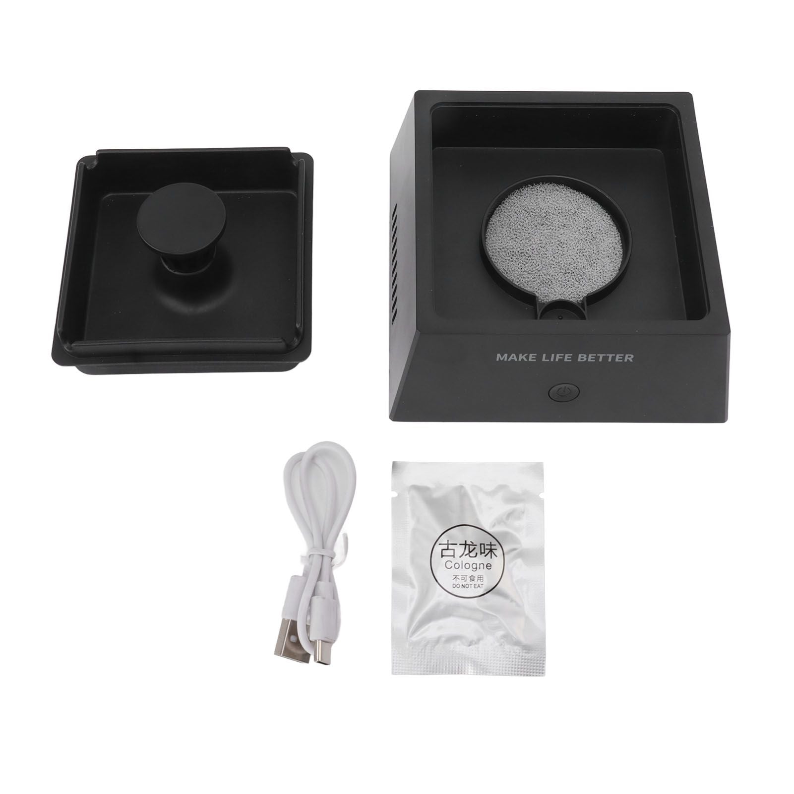 Smokeless Ashtray ABS Multifunctional Electronic USB Rechargeable Ash Tray for Home and Office Black