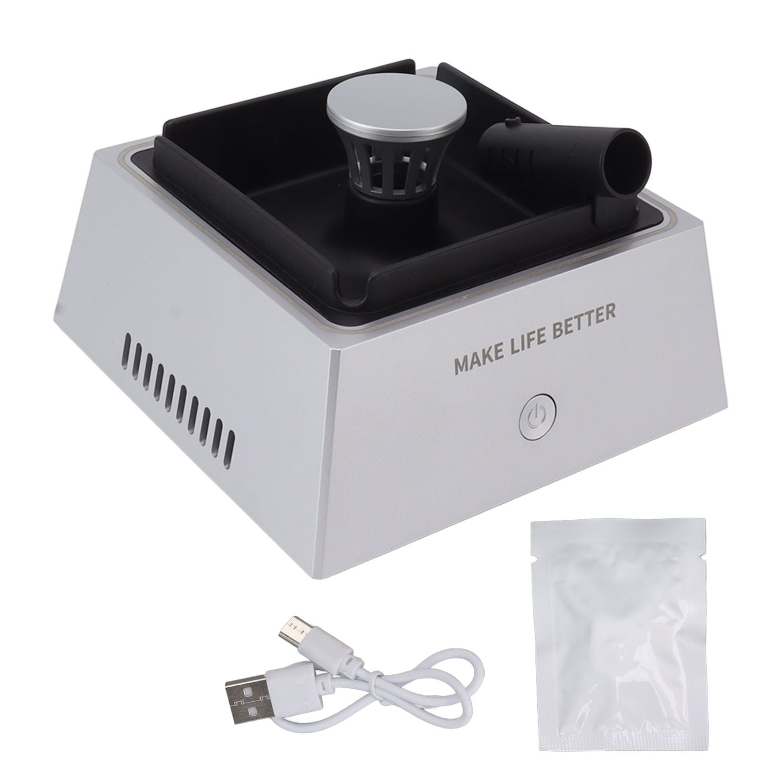 Air Purifier for Bedroom Home Air Purifiers for Desktop Office with Cigarette Holder Small Air Cleaner 2 Speed Remove Smoke Silver