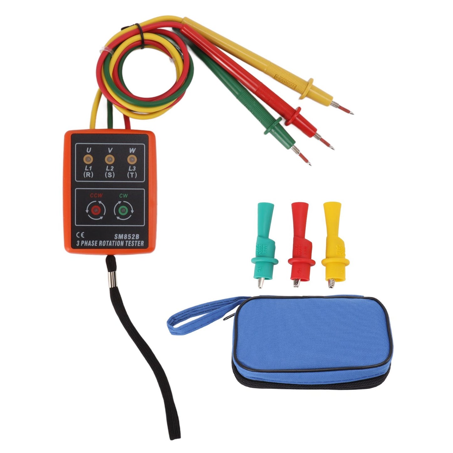 60V‑600V Three Phase Sequence Meter High Efficiency AC Phase Rotation Tester with LED Indicator Detector