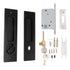 Sliding Door Mortise Lock with 2 Keys Zinc Alloy Invisible Recessed Handle Latch Pocket for Wood Furniture Hardware Black